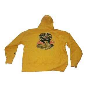 Champion Yellow Hoodie with Cobra Kai Graphic